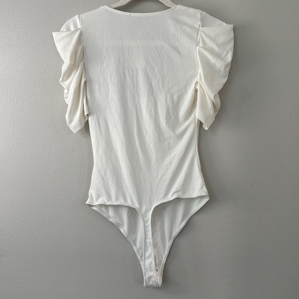 Free People So Fresh Ribbed Bodysuit in White - Picture 5 of 6